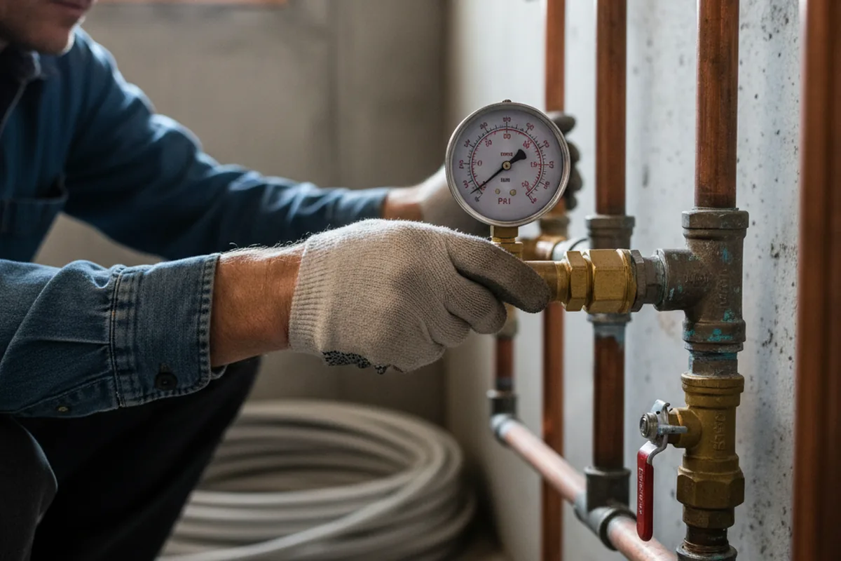 Pressure testing a repaired line during Water Line Repair in Northridge
